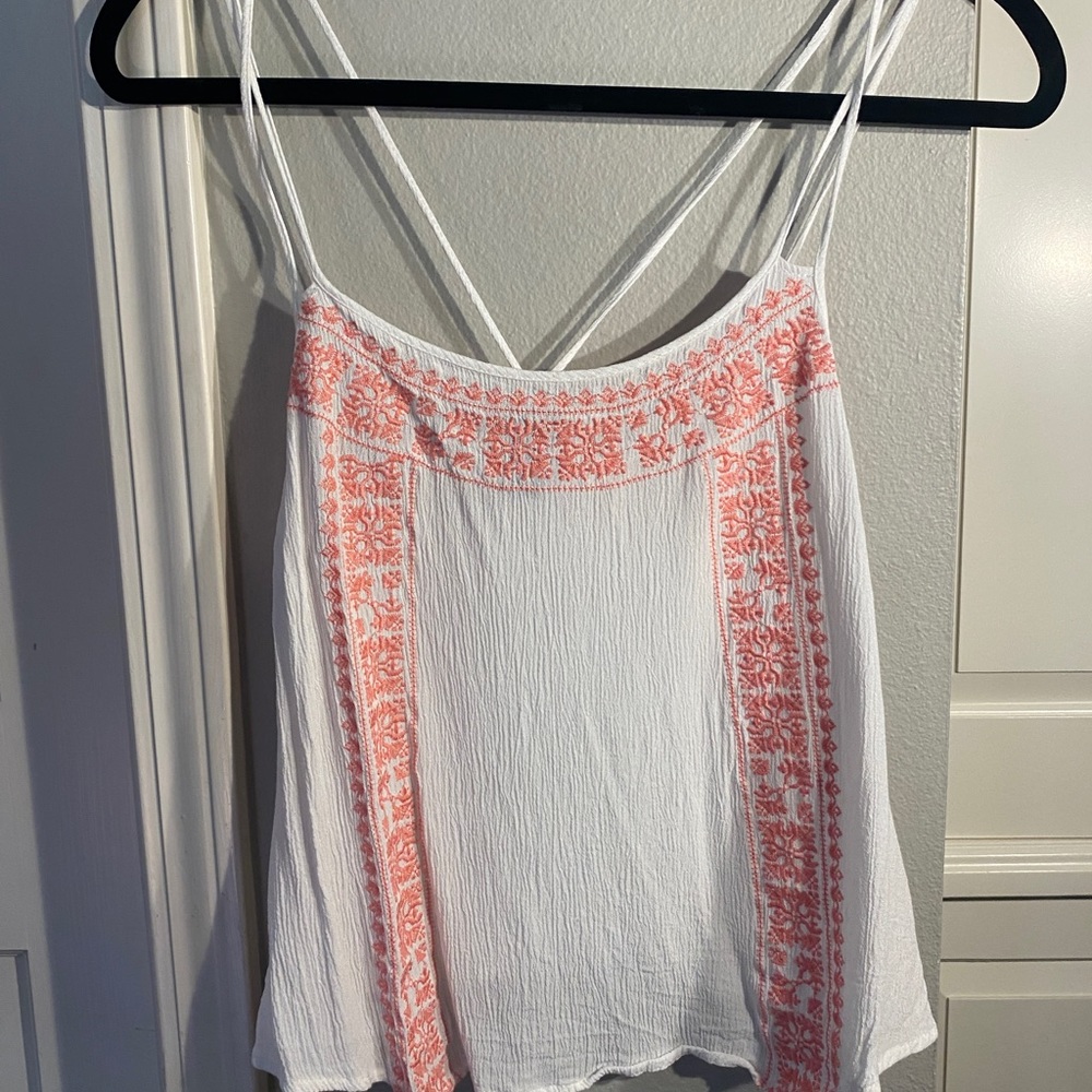 pink and white tank top Small